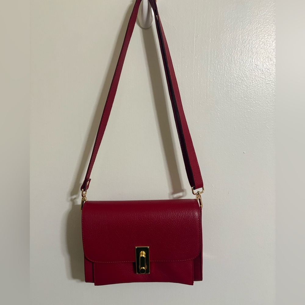 Figus Designer Italian Red Leather Crossbody/shoulder bag